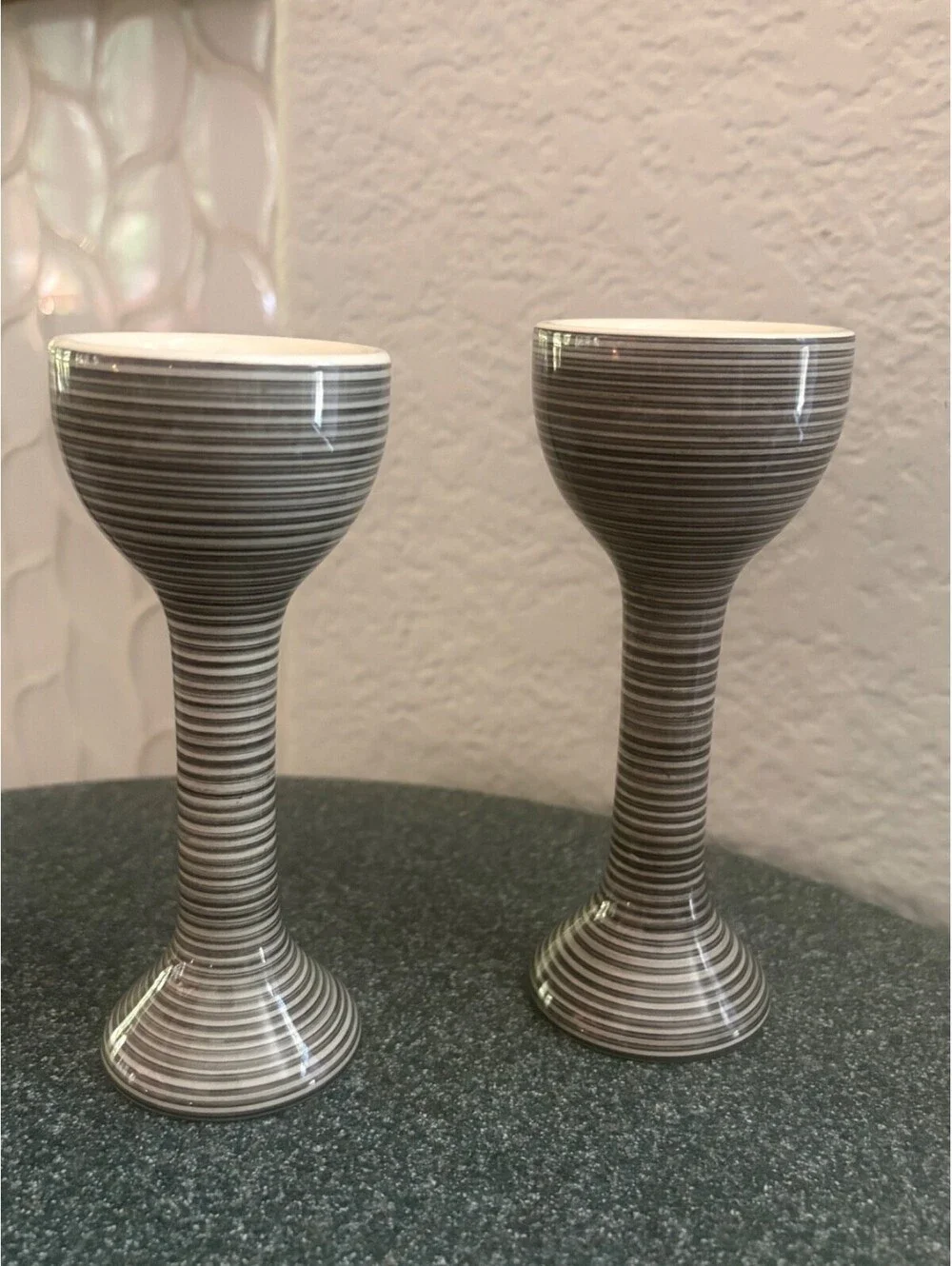 2 Black/ivory Striped Sagaform Egg Cups